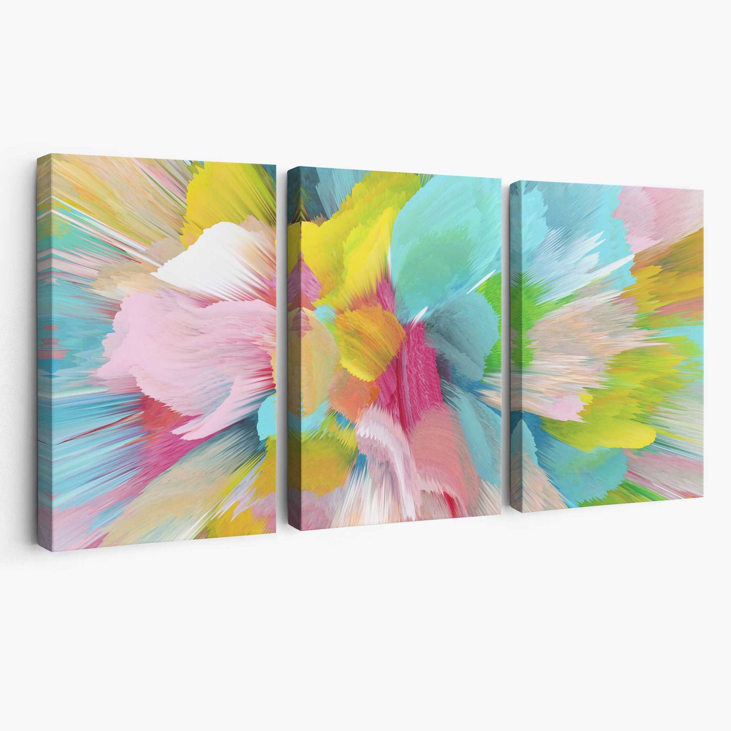 Abstraktes blau-rosa florales Wandbild auf Leinwand