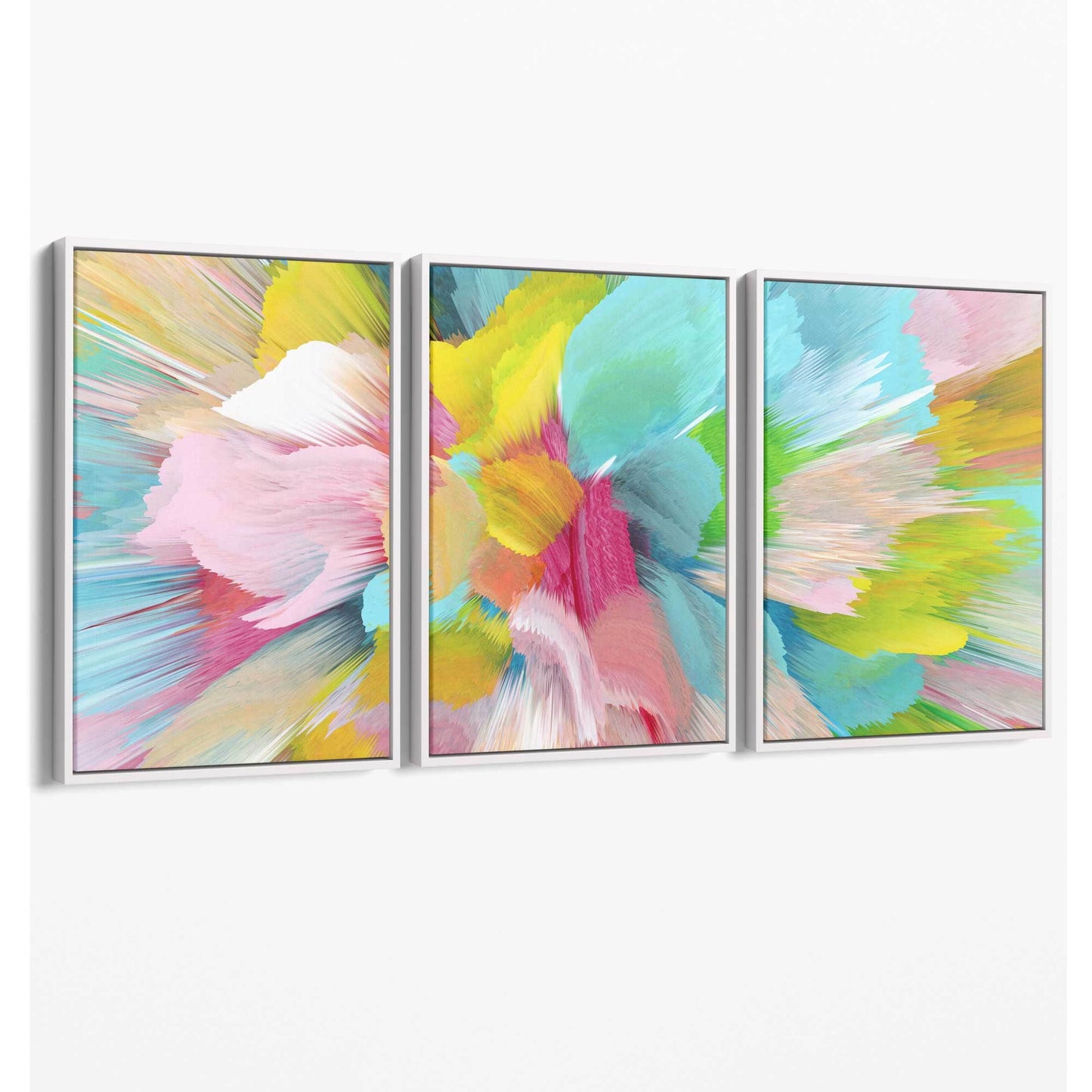 Abstraktes blau-rosa florales Wandbild auf Leinwand