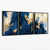 Abstraktes Set aus 3 Leinwandbildern in Blau und Gold