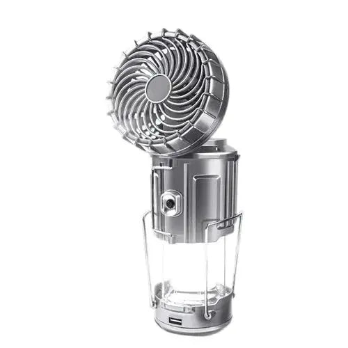 Campinglaterne mit Ventilator & Powerbank | Solar- und wiederaufladbares LED-Licht | Tragbares Outdoor-Equipment | Karnz