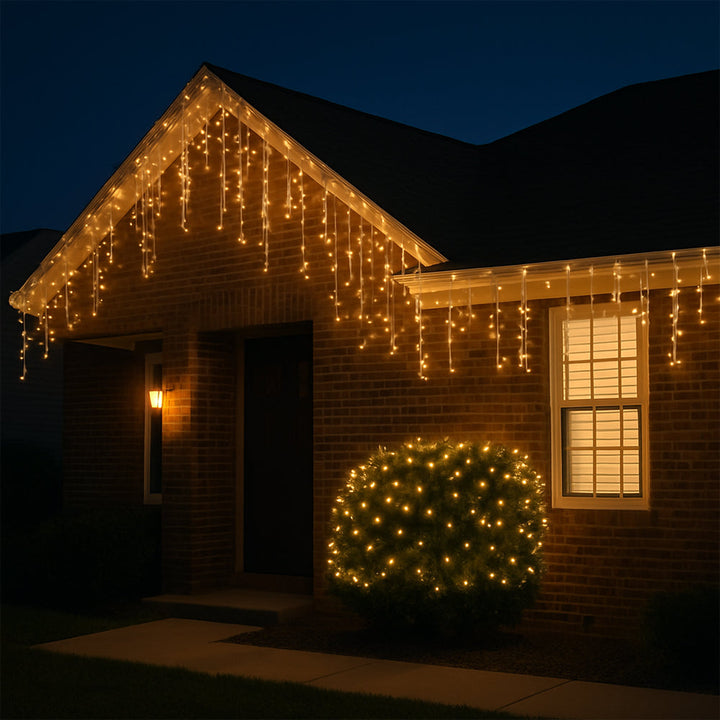Lichterkette mit Eiszapfen 95 LED 3 Meter, warmweiß | Karnz