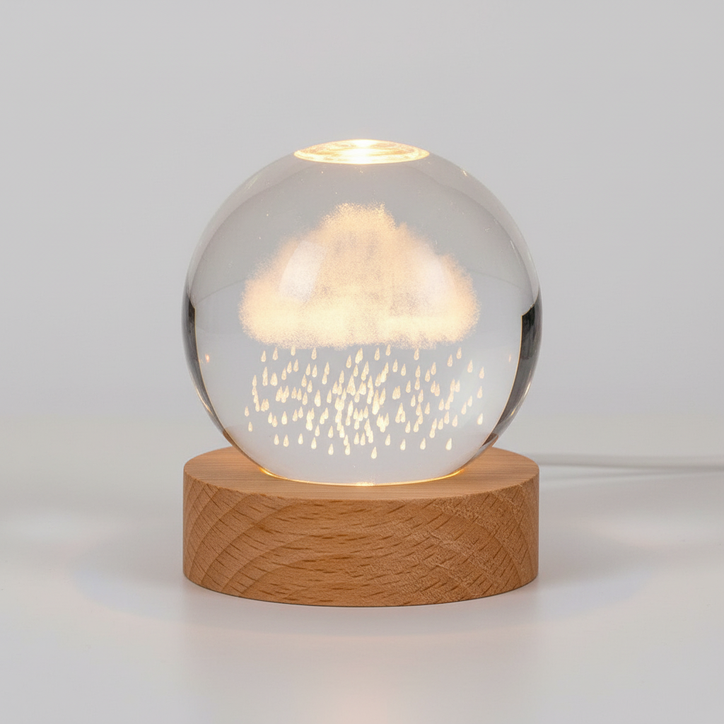 AstroGlobe 3D Lampe – Sphärische Holz-Tischlampe mit warmem LED-Licht und Planetendesign | Karnz
