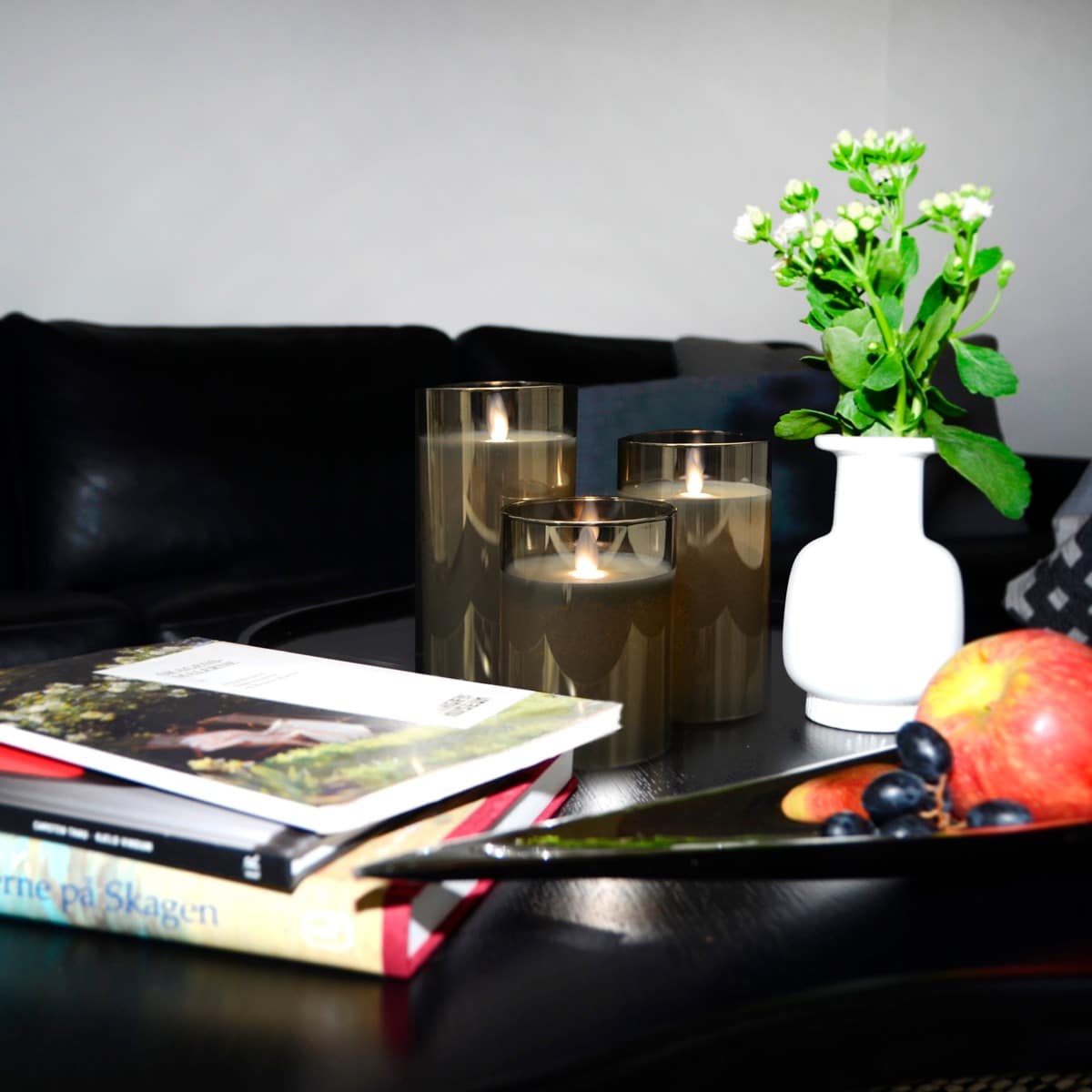 LED-Kerze in Glas mit beweglicher Flamme und Fernbedienung - Gold - 3 Stück | Karnz