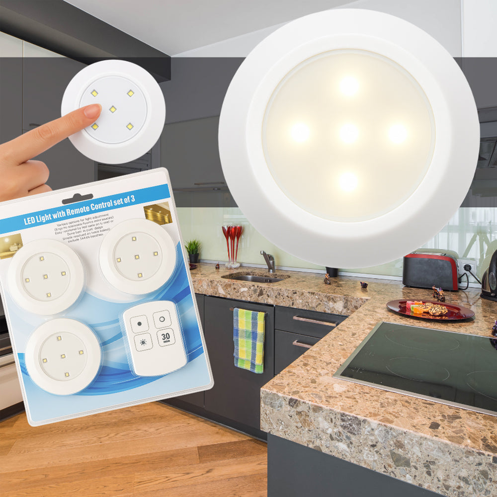 LED Spot (rund) 3 Stk. inkl. Fernbedienung | Karnz