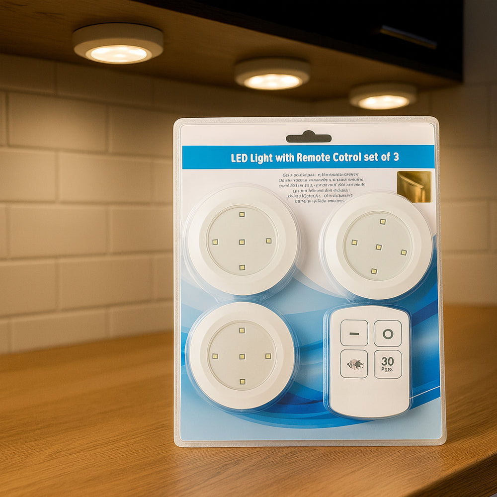 LED Spot (rund) 3 Stk. inkl. Fernbedienung | Karnz