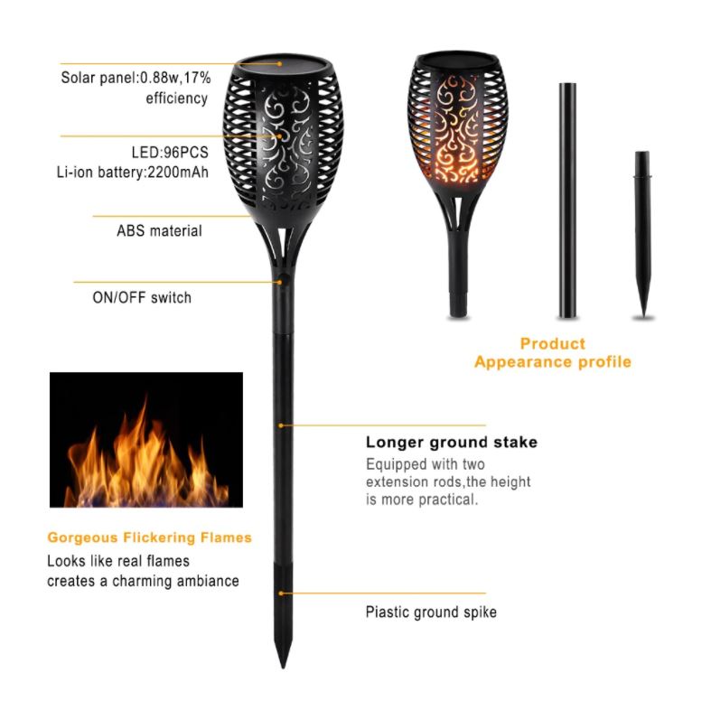 LED Solar Gartentorpedos Deluxe 96 LED (4 Stück) | Karnz