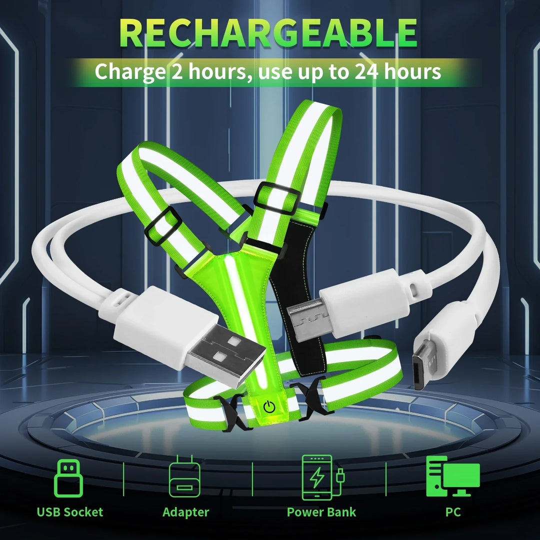 LED-Laufweste – Wiederaufladbare Sicherheitsweste mit reflektierenden Streifen | Karnz