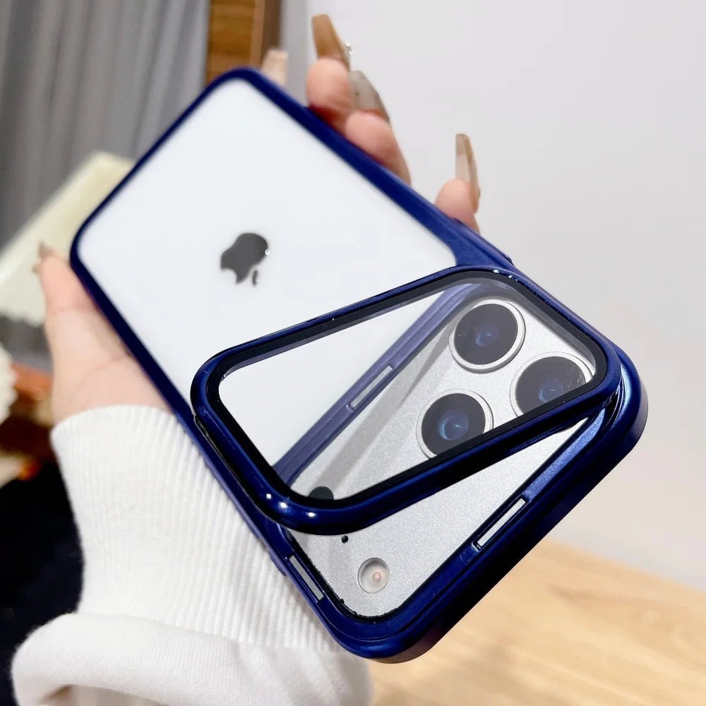 Ultradünne iPhone 17 Hülle mit faltbarem Kameraständer und Glasschutz