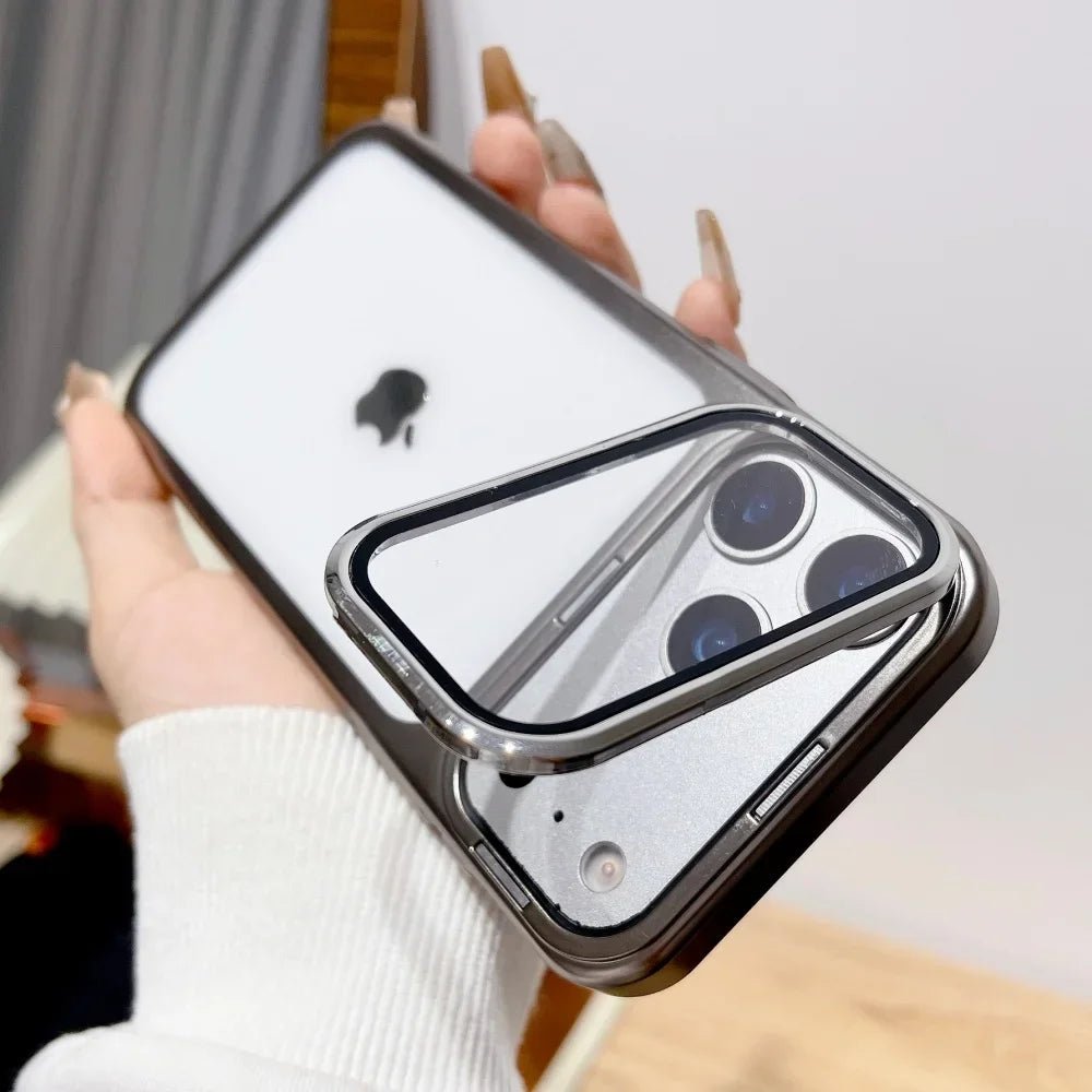 Ultradünne iPhone 17 Hülle mit faltbarem Kameraständer und Glasschutz