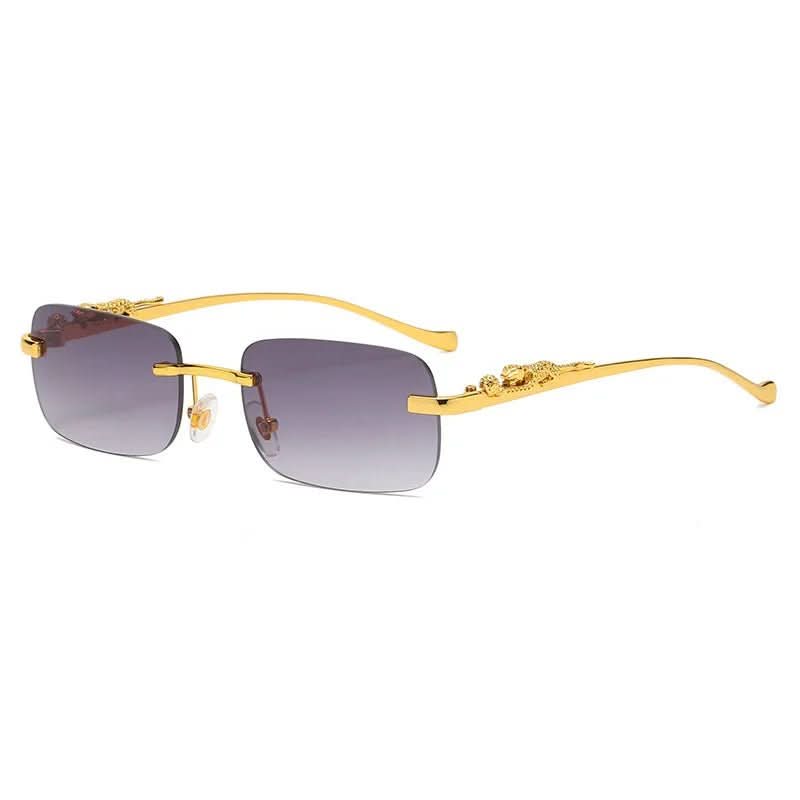 Randlose Sonnenbrille mit Leopardenkopf-Design und UV400-Schutz