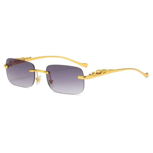 Randlose Sonnenbrille mit Leopardenkopf-Design und UV400-Schutz