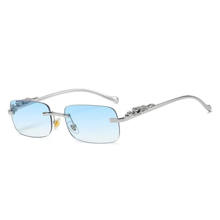 Randlose Sonnenbrille mit Leopardenkopf-Design und UV400-Schutz