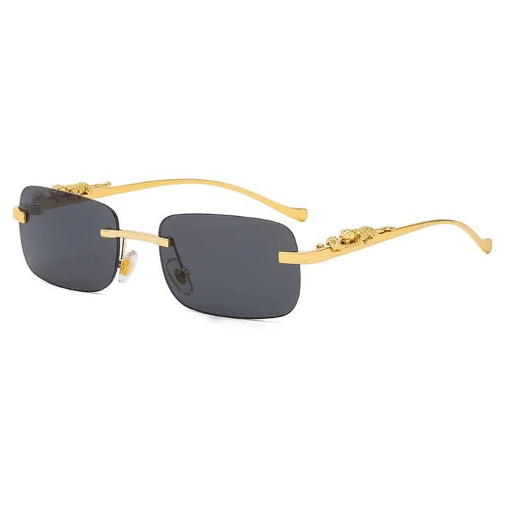 Randlose Sonnenbrille mit Leopardenkopf-Design und UV400-Schutz