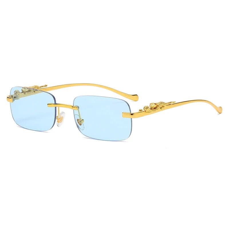 Randlose Sonnenbrille mit Leopardenkopf-Design und UV400-Schutz
