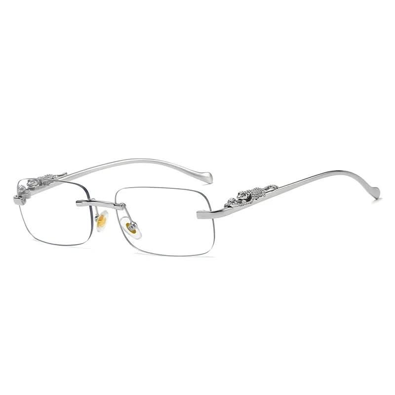 Randlose Sonnenbrille mit Leopardenkopf-Design und UV400-Schutz