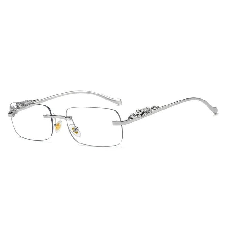Randlose Sonnenbrille mit Leopardenkopf-Design und UV400-Schutz