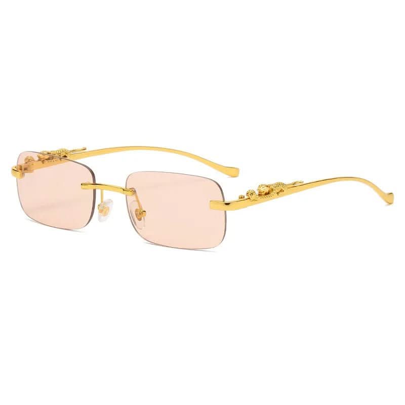 Randlose Sonnenbrille mit Leopardenkopf-Design und UV400-Schutz