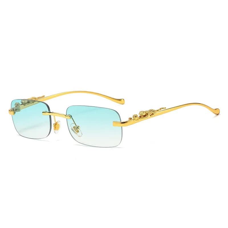 Randlose Sonnenbrille mit Leopardenkopf-Design und UV400-Schutz