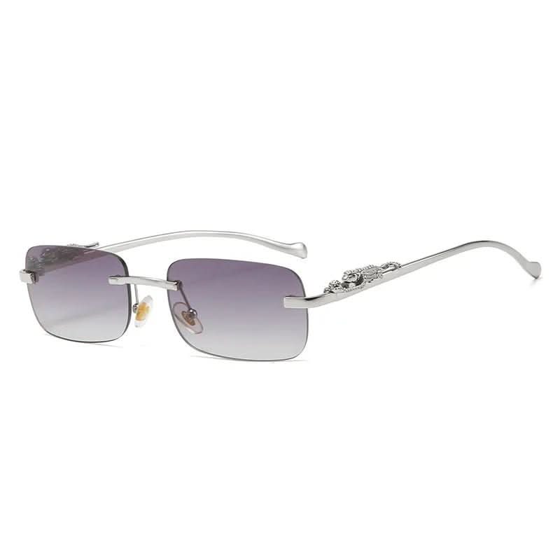 Randlose Sonnenbrille mit Leopardenkopf-Design und UV400-Schutz