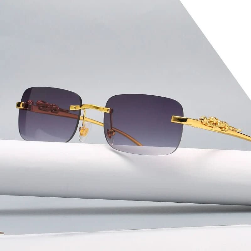 Randlose Sonnenbrille mit Leopardenkopf-Design und UV400-Schutz