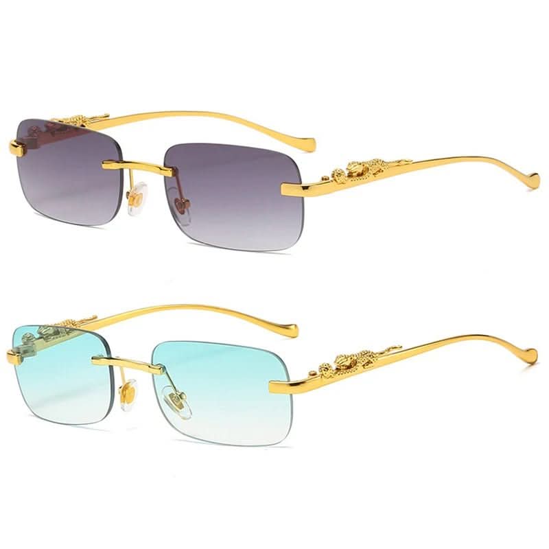 Randlose Sonnenbrille mit Leopardenkopf-Design und UV400-Schutz