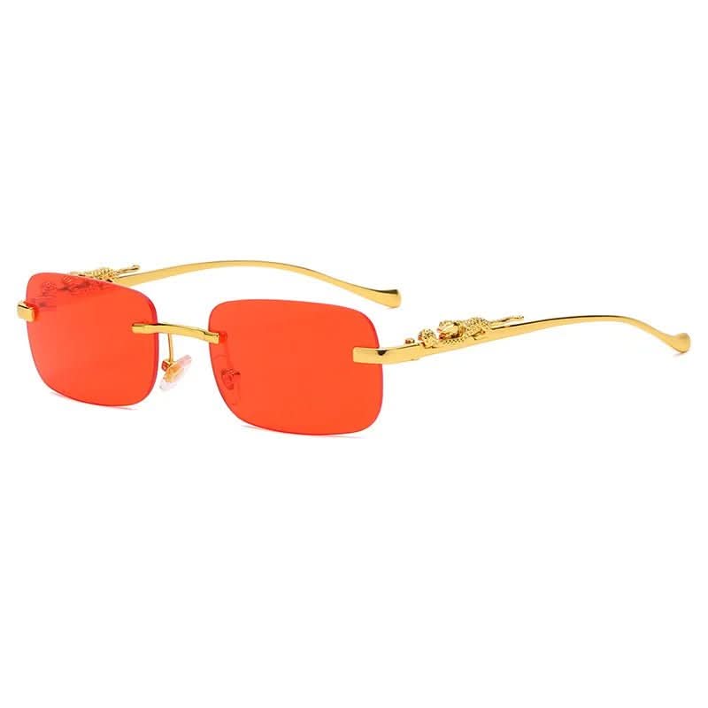 Randlose Sonnenbrille mit Leopardenkopf-Design und UV400-Schutz