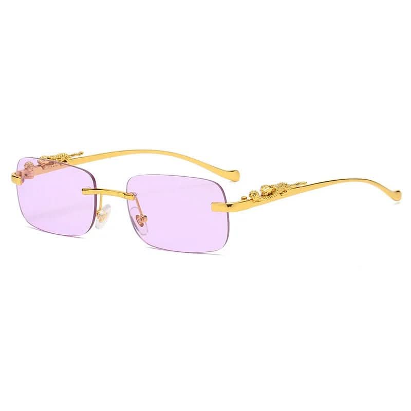 Randlose Sonnenbrille mit Leopardenkopf-Design und UV400-Schutz