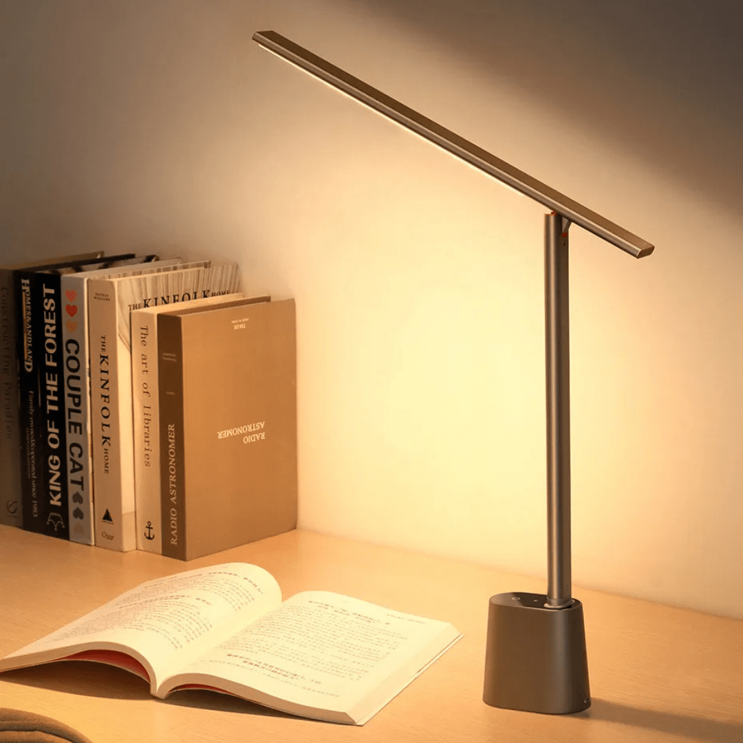 Intelligente, faltbare LED-Schreibtischlampe mit Akku und Dimmfunktion