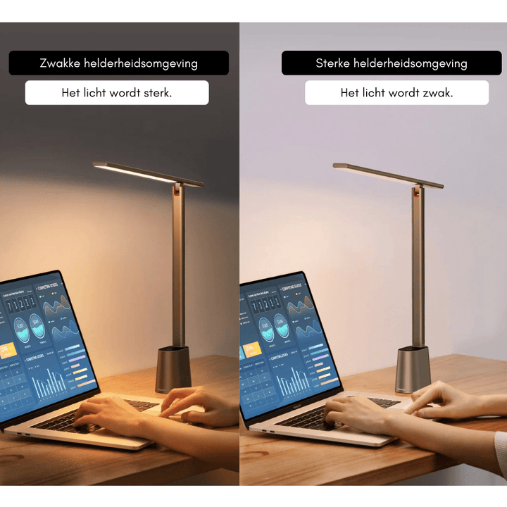 Intelligente, faltbare LED-Schreibtischlampe mit Akku und Dimmfunktion
