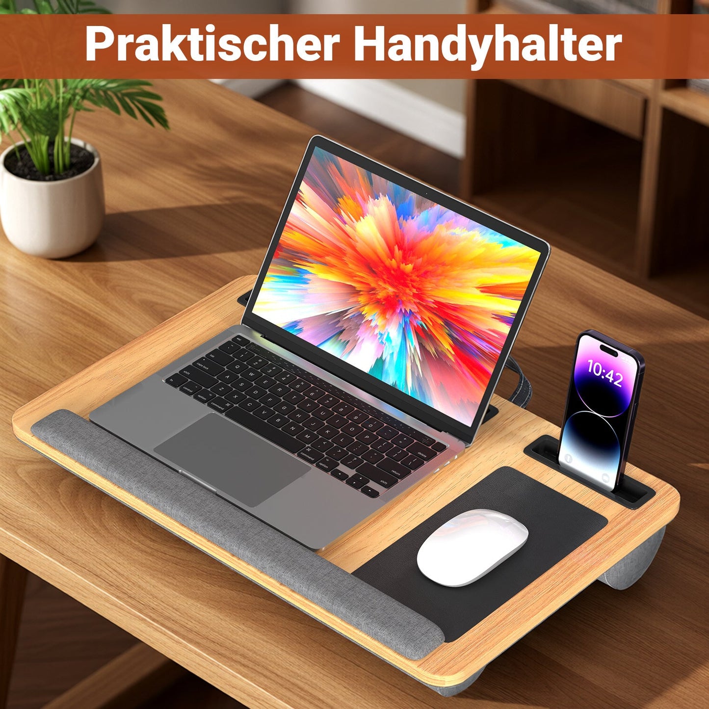 Laptopkissen Ergonomisch Laptoptisch mit Handgelenkauflage & Hepolsterter | Karnz