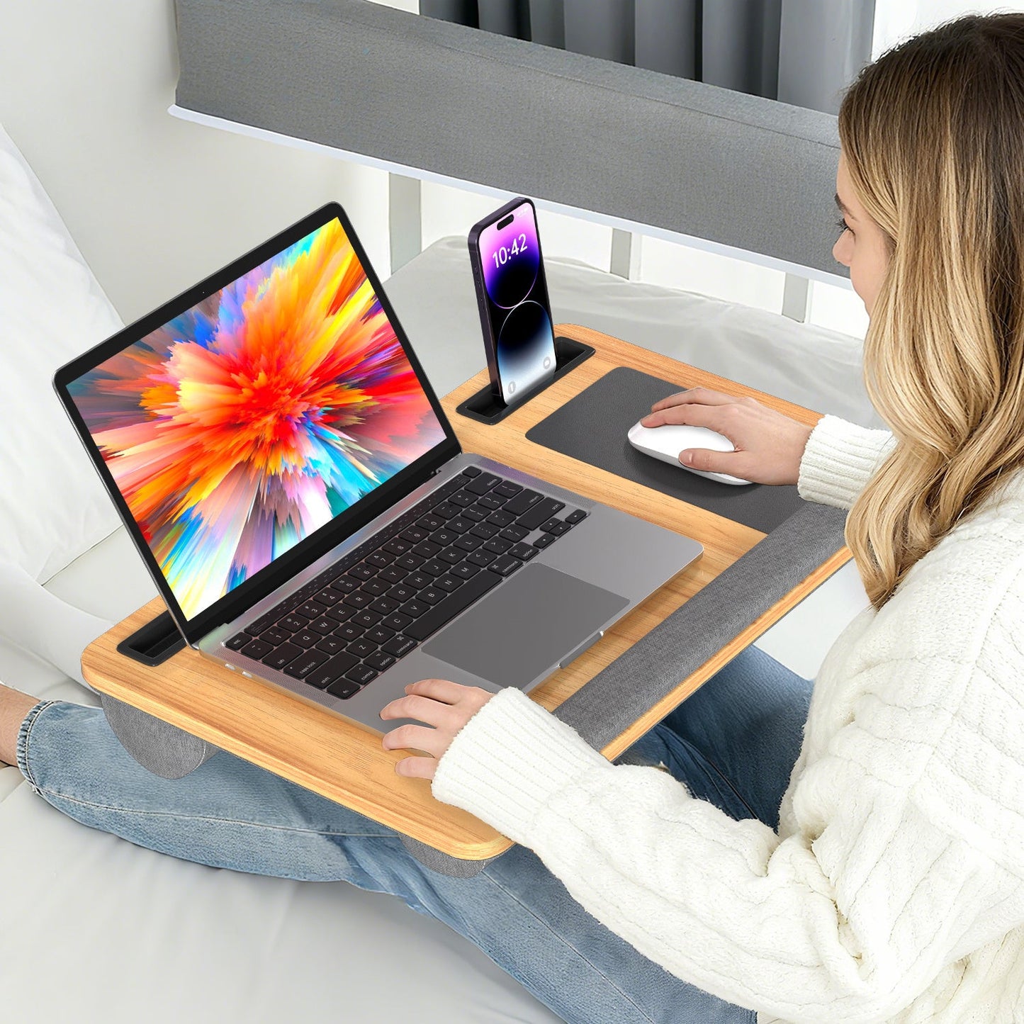 Laptopkissen Ergonomisch Laptoptisch mit Handgelenkauflage & Hepolsterter | Karnz