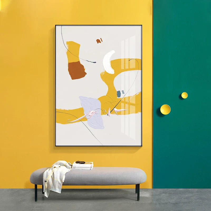 Zitronen Gelb Abstrakte Wandkunst Feinart Leinwanddrucke Moderne Minimalistische Bunte Nordische Bilder Für Wohnzimmer Schlafzimmer Kunst Dekor