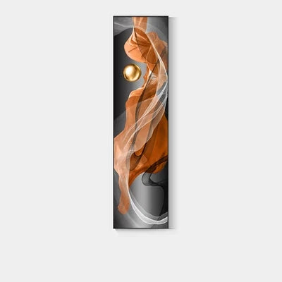 Licht Luxus Abstrakte Goldene Drapierung Feine Kunst Leinwand Drucke Vertikale Wand Kunst Stücke mit Reichen Amber Tönen und Glänzender Kugel für Modernes Zuhause oder Bürodekor