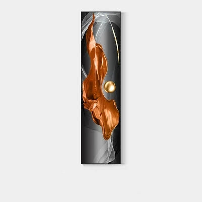 Licht Luxus Abstrakte Goldene Drapierung Feine Kunst Leinwand Drucke Vertikale Wand Kunst Stücke mit Reichen Amber Tönen und Glänzender Kugel für Modernes Zuhause oder Bürodekor