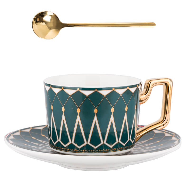Quadratischer Kaffeebecher mit Retro-Muster