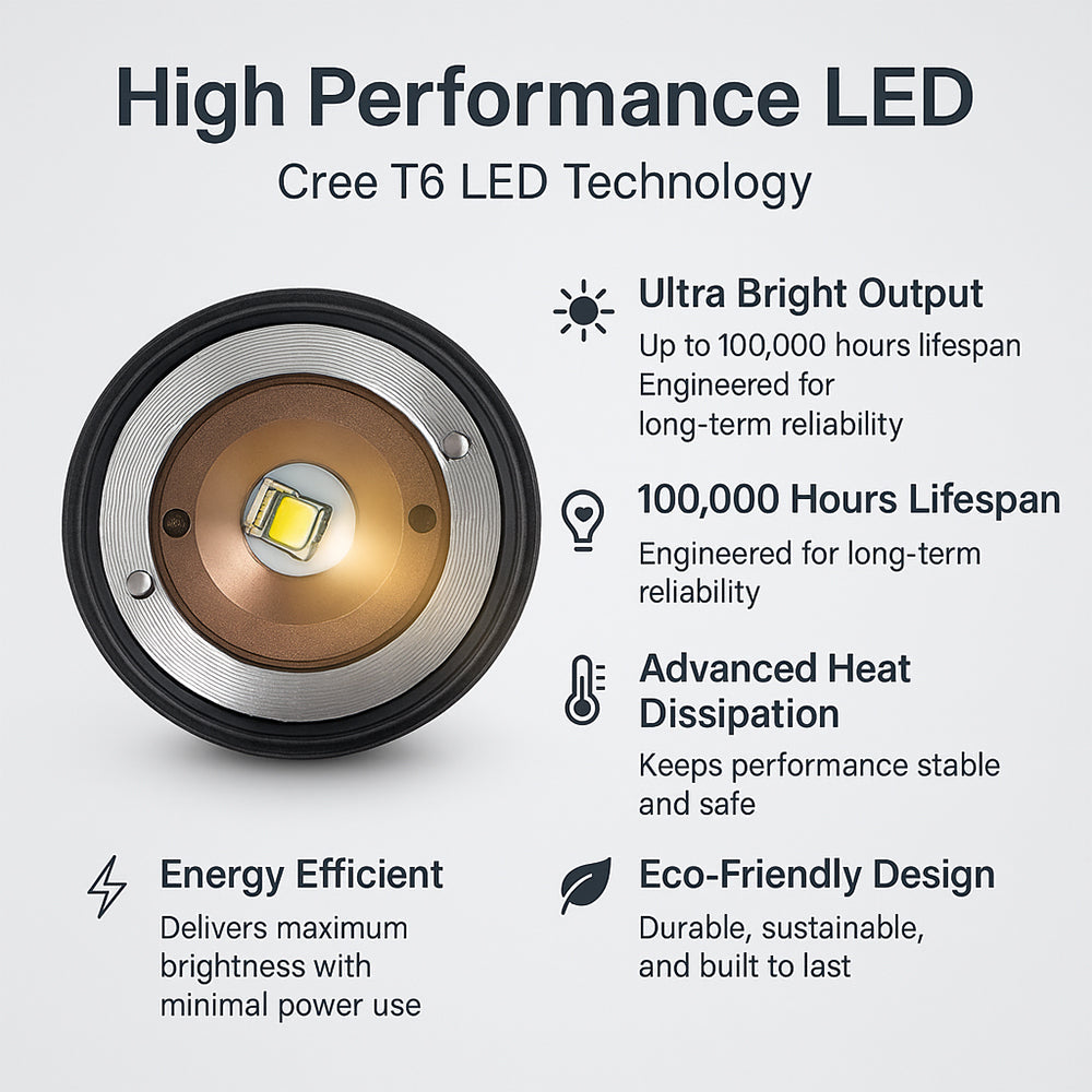 Taclight LED Zoom-Taschenlampe (wasserdicht und stoßfest) m/5 Funktionen | Karnz