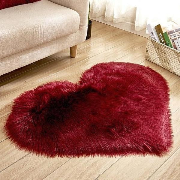 Love Herzförmiger Faux Schafpelz Teppich | Karnz