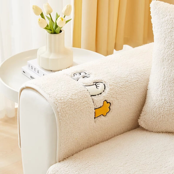 Lovelie Katzpfoten Sherpa Fleece Anti-Rutsch Sofaüberzug | Karnz