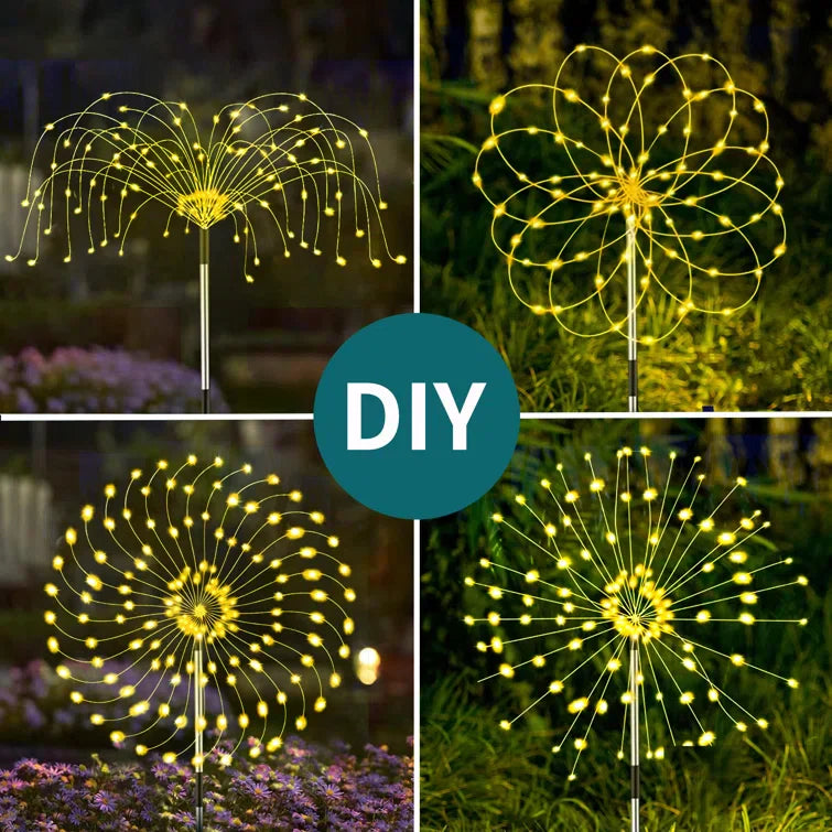 4 Stück Solar Feuerwerk Gartenlichter - Wetterfeste LED Dekorationsbeleuchtung, Solarenergie für Garten und Terrasse | Karnz