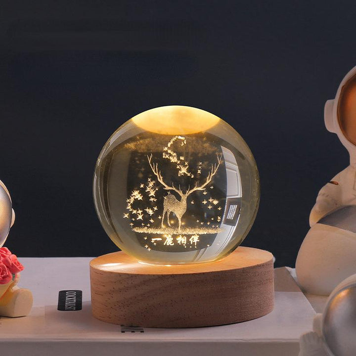 3D Kristallkugel mit LED-Beleuchtung | Leuchtende Kugel für Schlafzimmer und Dekoration | Perfektes Geschenk | Karnz