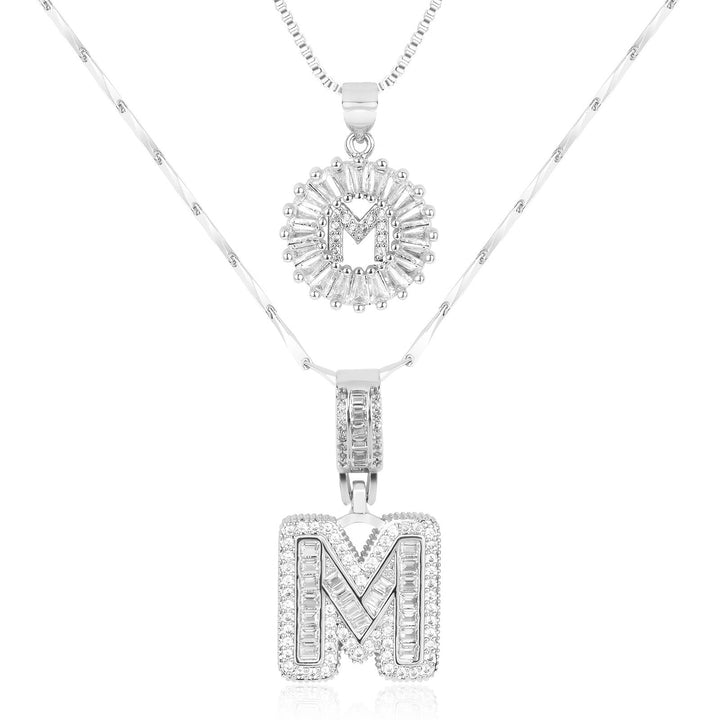Karnz | 2pc 14k Diamant Buchstaben Initialen Halsketten