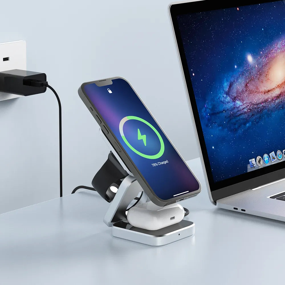 PowerFlex 3-in-1 Ladegerät - Magnetisch & Zusammenklappbar Ladegerät Karnz