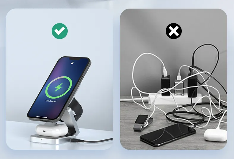PowerFlex 3-in-1 Ladegerät - Magnetisch & Zusammenklappbar Ladegerät Karnz