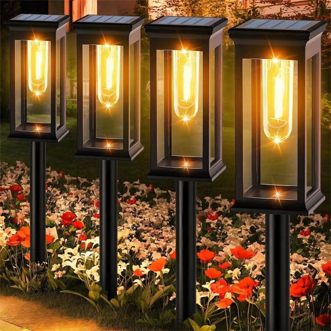 Solarbetriebene Gartenleuchte für Außenbereich - Moderne LED-Wegeleuchte für Beleuchtung von Wegen, Terrasse und Garten | Karnz