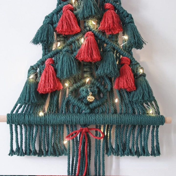 Makramee Rot und Grün Weihnachtsbaum Wandbehang Karnz