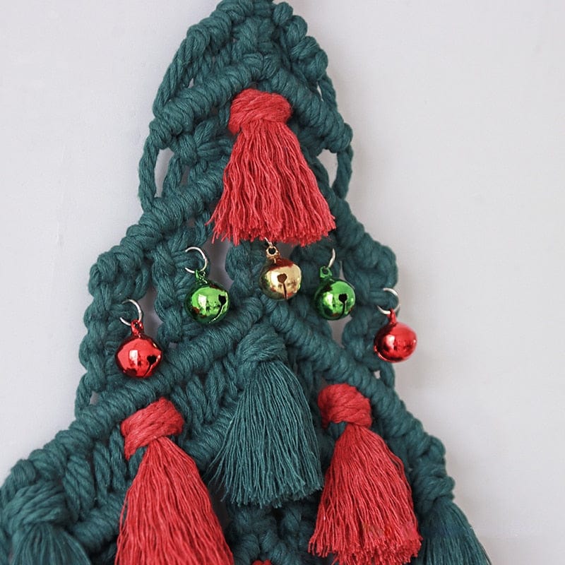 Makramee Rot und Grün Weihnachtsbaum Wandbehang Karnz