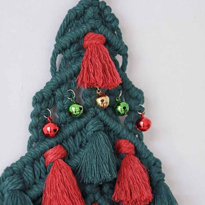 Makramee Rot und Grün Weihnachtsbaum Wandbehang Karnz