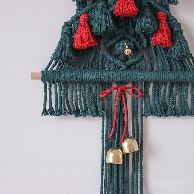 Makramee Rot und Grün Weihnachtsbaum Wandbehang Karnz