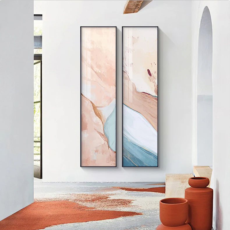 Marmor Druck Abstract Vertikale Format Wandkunst Blau Pastell Rosa Bilder Für Modernes Wohnzimmer Schlafzimmer Eingangsbereich Wanddekoration | Karnz