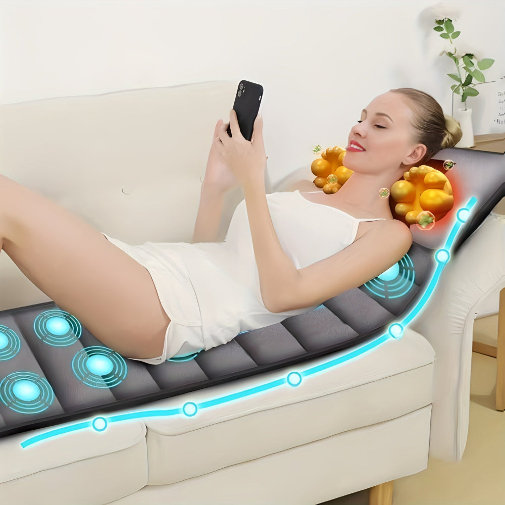 Karnz | Vollkörpermassage-Matte mit Vibration und Wärme – Graue Samtoberfläche